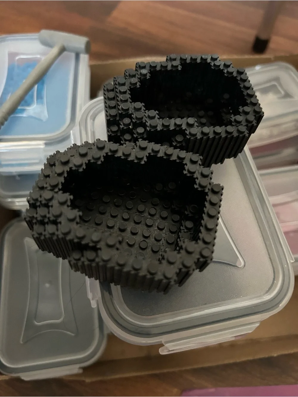 Winktoys Pixel Art Blocks Bear Kit - Black, Pink, Blue